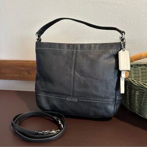 Coach Park Black Pebbled Leather Mini Duffle Crossbody/ Hand Bag Purse
